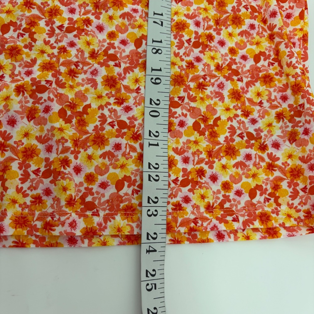 Old Navy Womens T Shirt Orange Floral Print Short Sleeve Crew Neck Top Size L - Picture 6 of 6